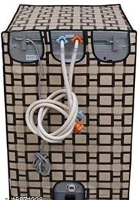 DREAM CURE Portable Washing Machine Brown Color Printed   PVC Cover,Top Load Waher Dryer Cover Water Proof ,  Full Automatic /Wheel Washing Machine Cover For 6 Kg Cover -  Grey